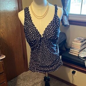 Black Polka Dot Scalloped Women's swimsuit XL